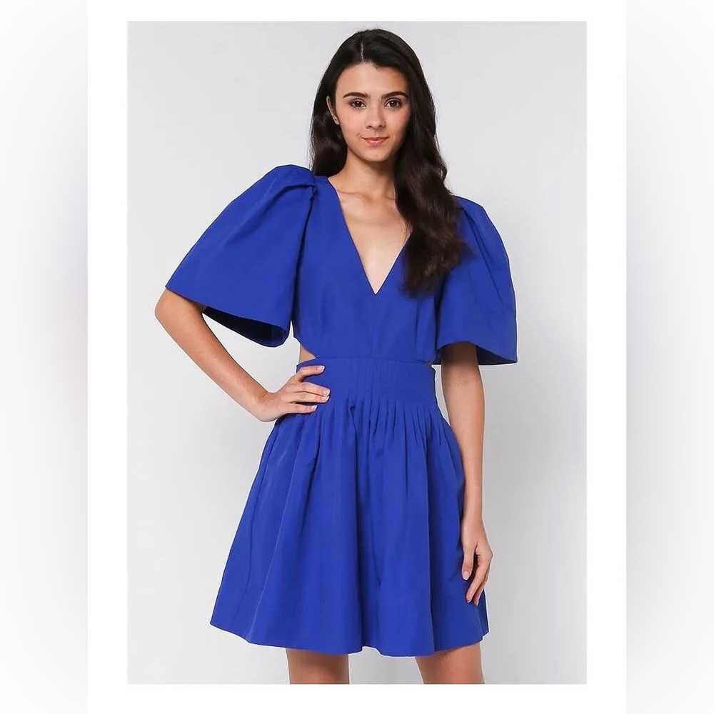 Banana Republic Blue Puff Sleeve Open-Back Mini Dress Size 0